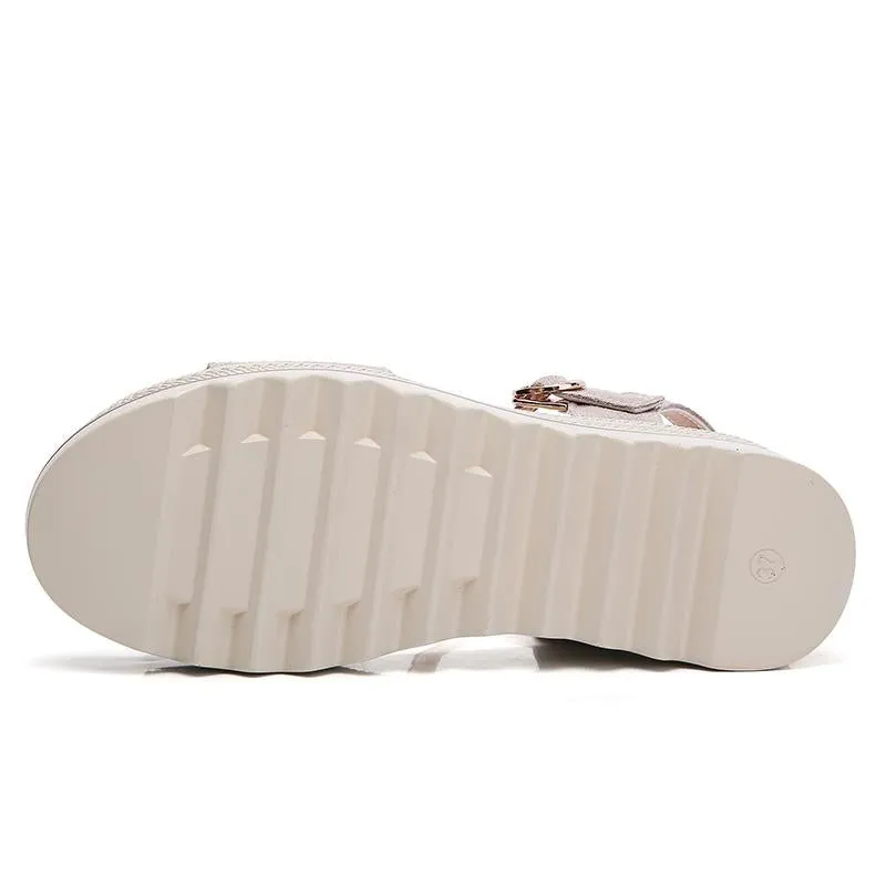 Suede Leather Platform Sandals Shoes Peep Toe Beach Thick Sole Sandals