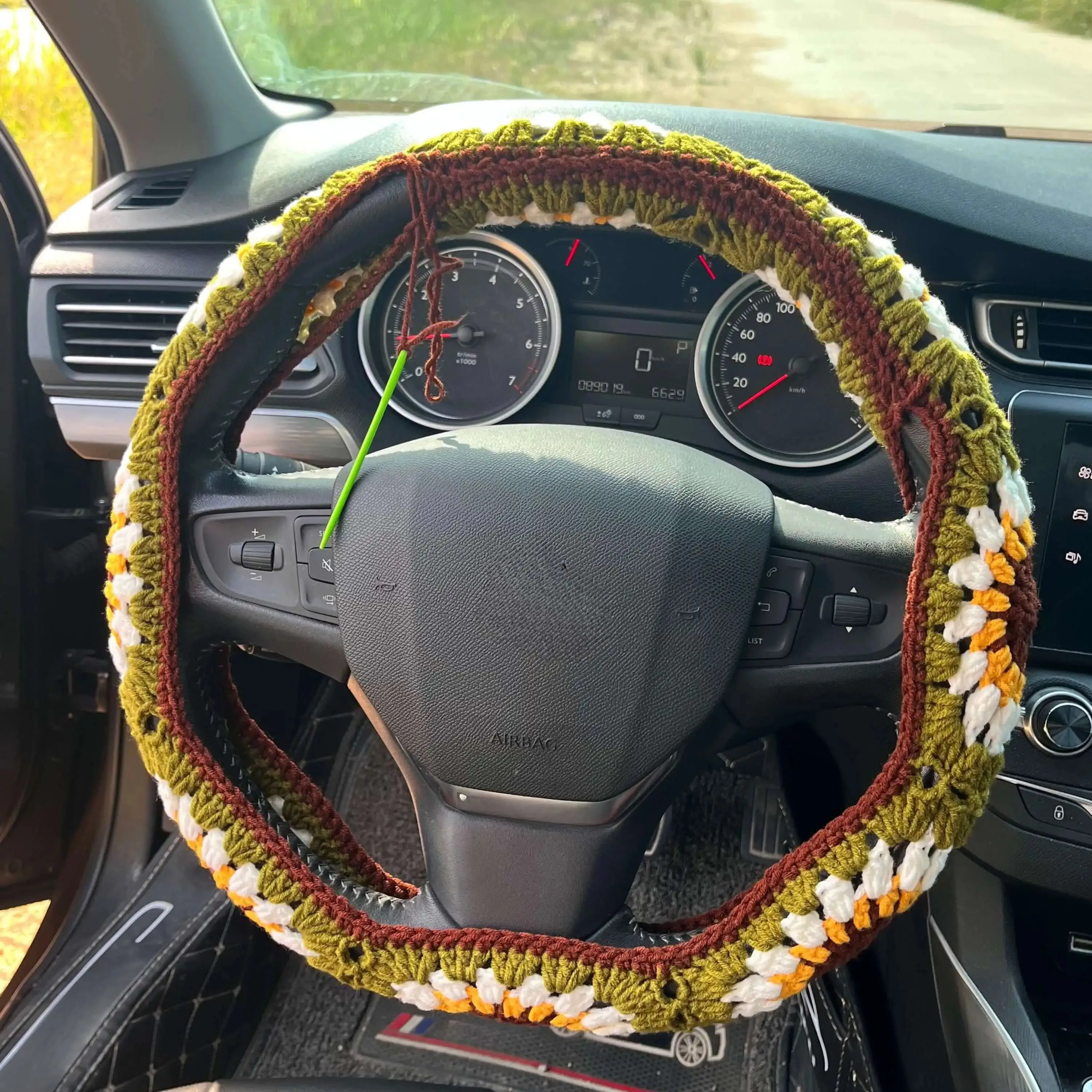Sunflower Crochet Steering Wheel Cover