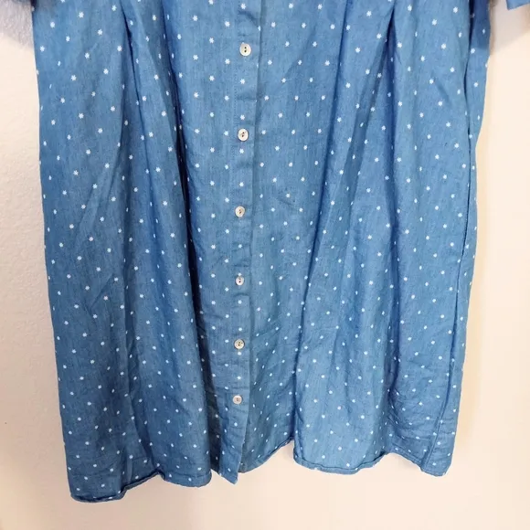 Suzanne Betro VTG novelty blue button front dress 60's 70's