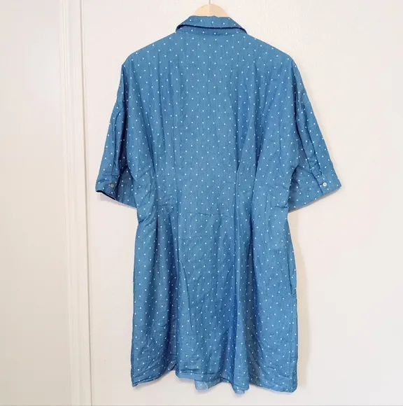 Suzanne Betro VTG novelty blue button front dress 60's 70's