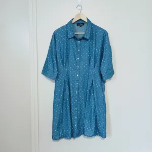 Suzanne Betro VTG novelty blue button front dress 60's 70's