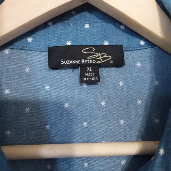 Suzanne Betro VTG novelty blue button front dress 60's 70's
