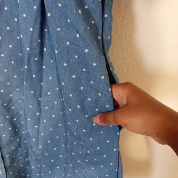 Suzanne Betro VTG novelty blue button front dress 60's 70's