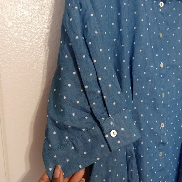 Suzanne Betro VTG novelty blue button front dress 60's 70's