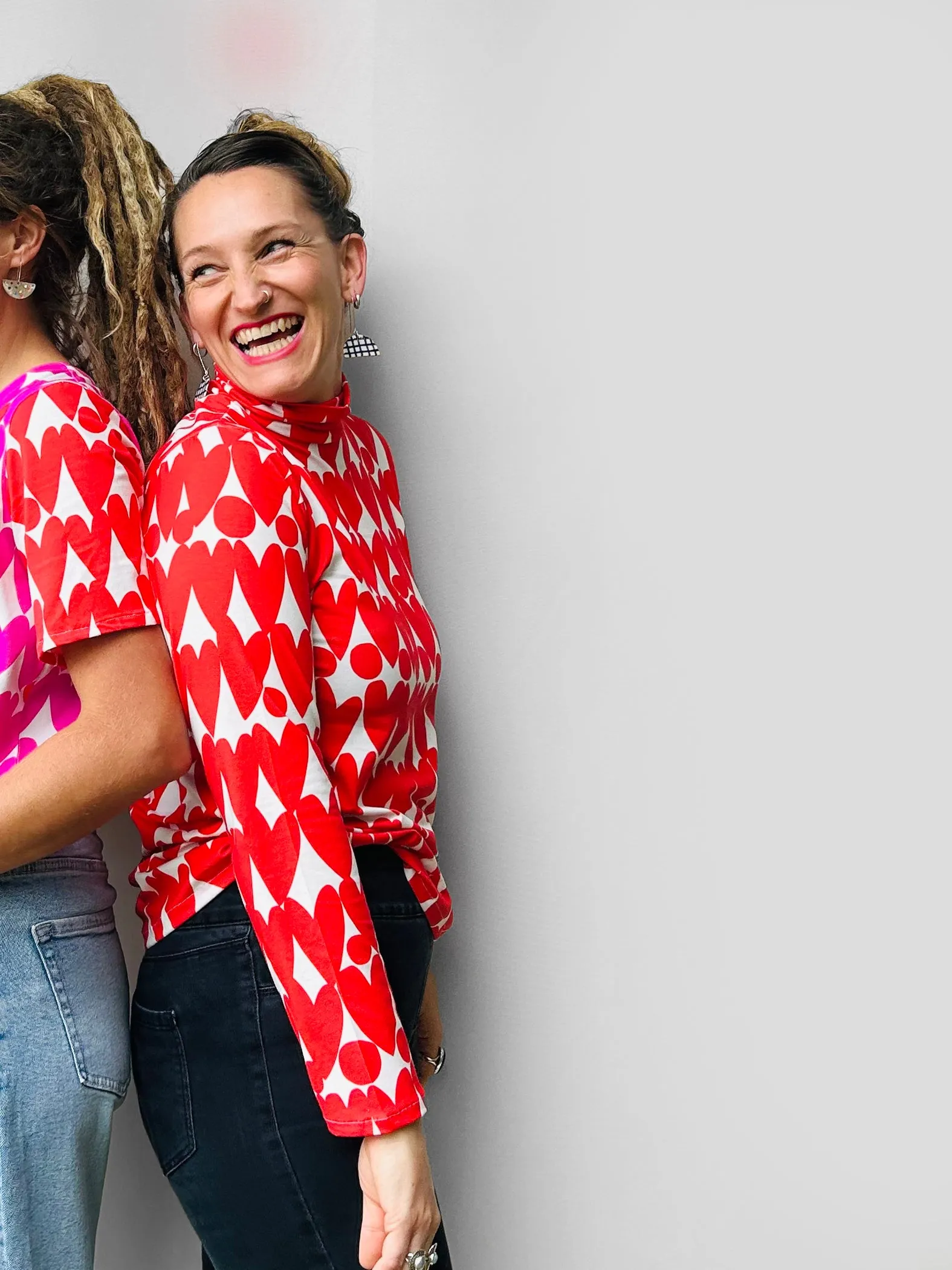 Sweet Red Love Hearts Turtleneck jersey top