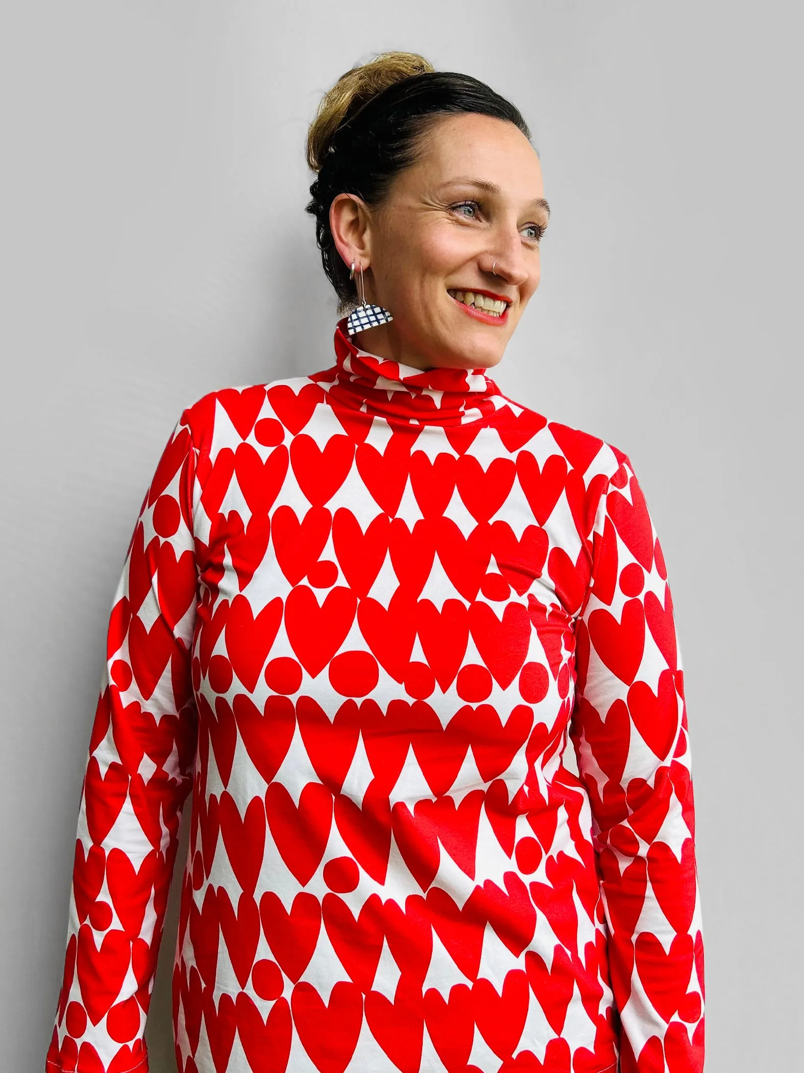 Sweet Red Love Hearts Turtleneck jersey top