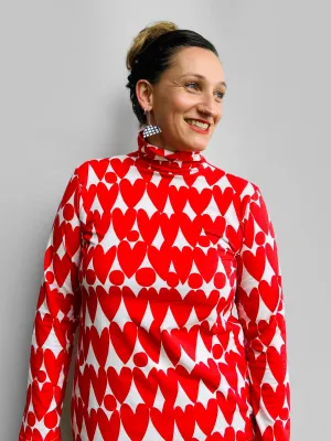 Sweet Red Love Hearts Turtleneck jersey top