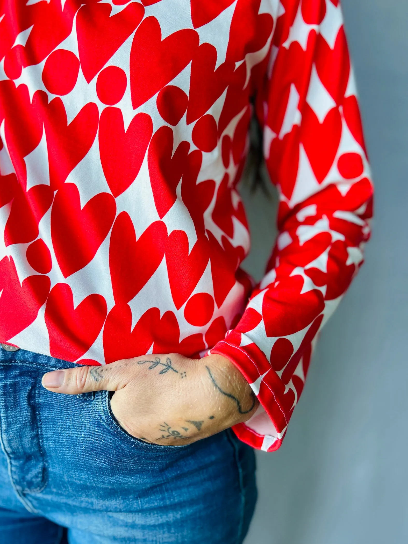 Sweet Red Love Hearts Turtleneck jersey top