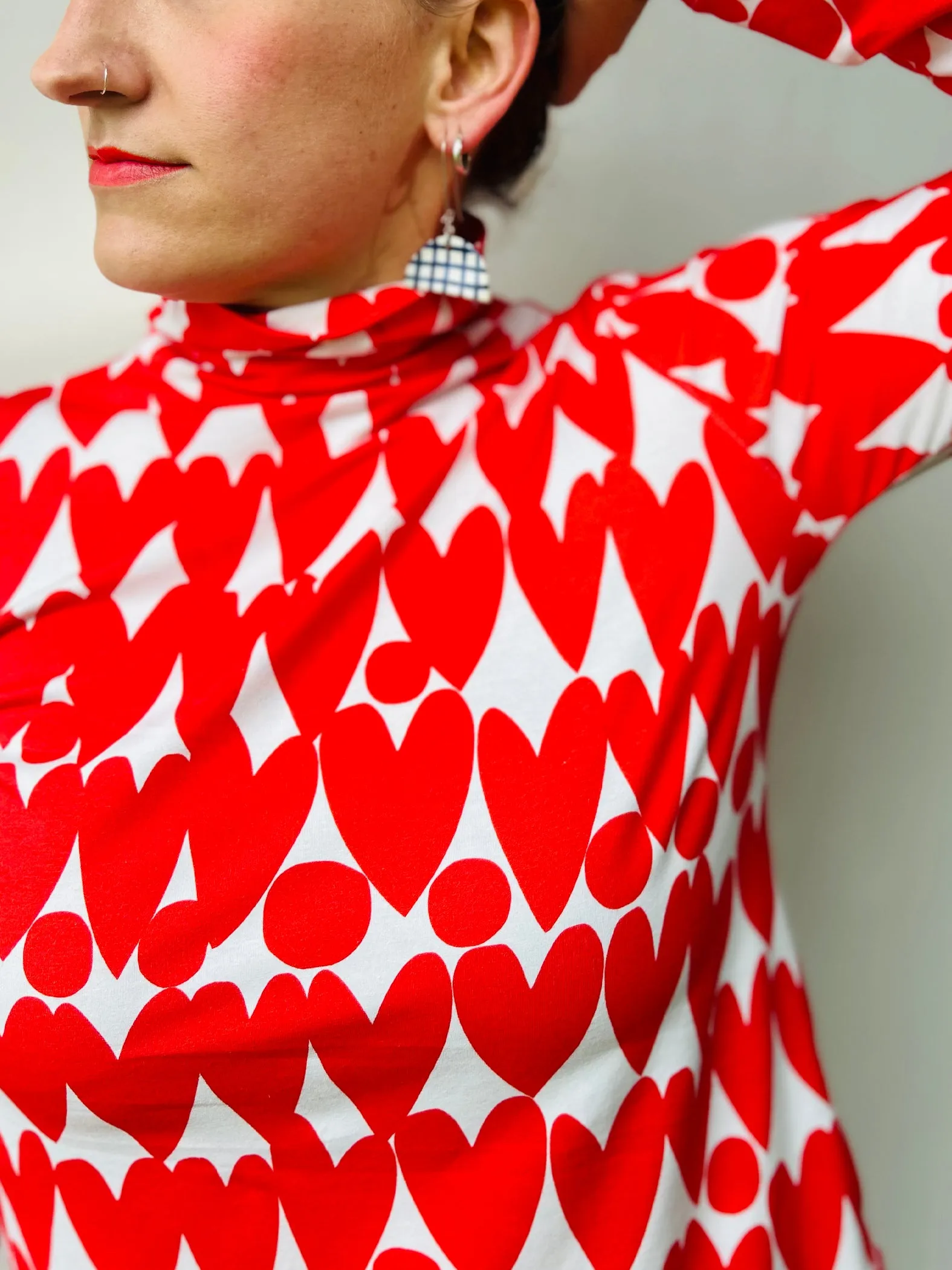 Sweet Red Love Hearts Turtleneck jersey top