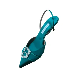 Tabitha Simmons Bells Emerald Green Satin