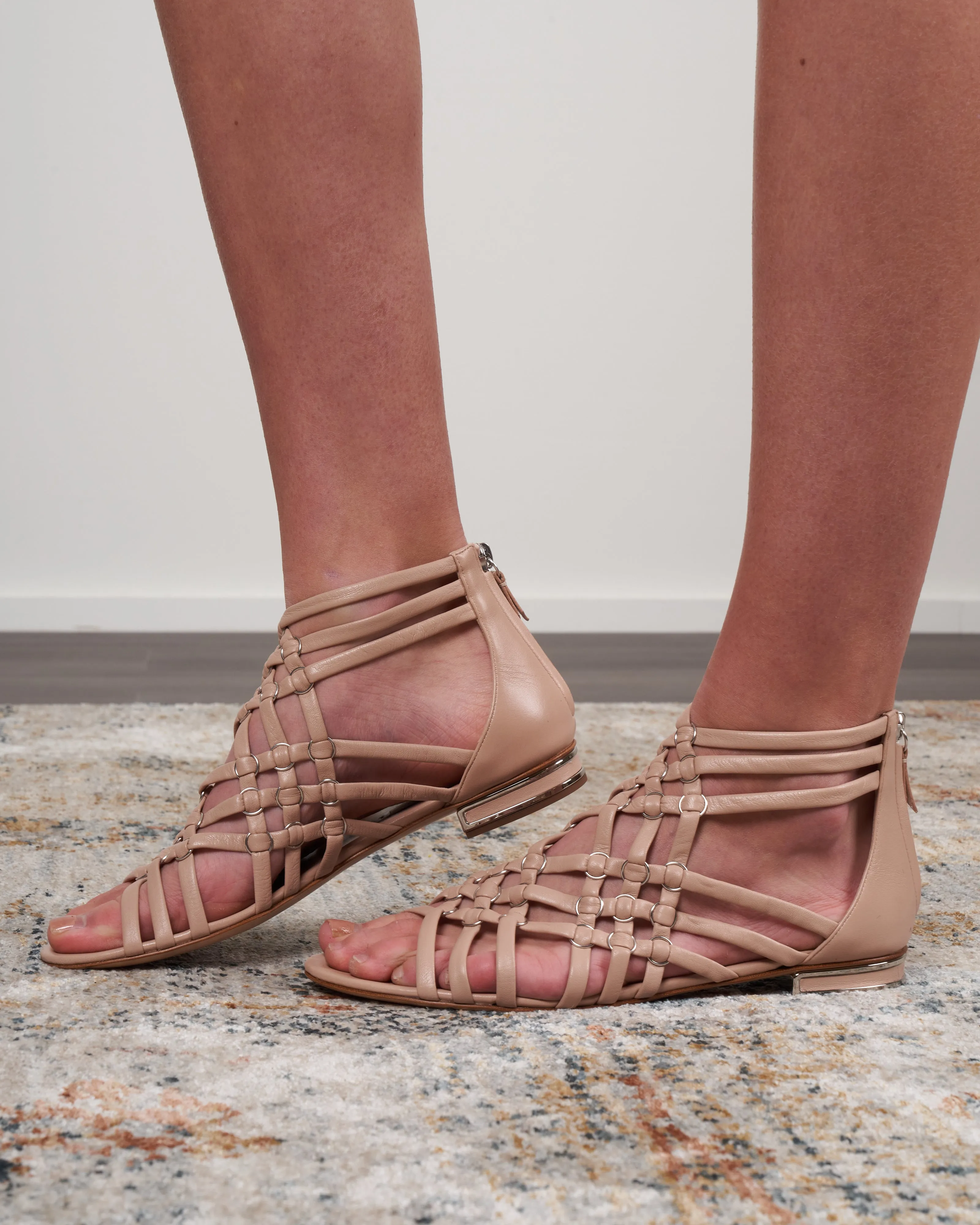 tacco - cage minorca gladiator flat sandal back zip - dafne