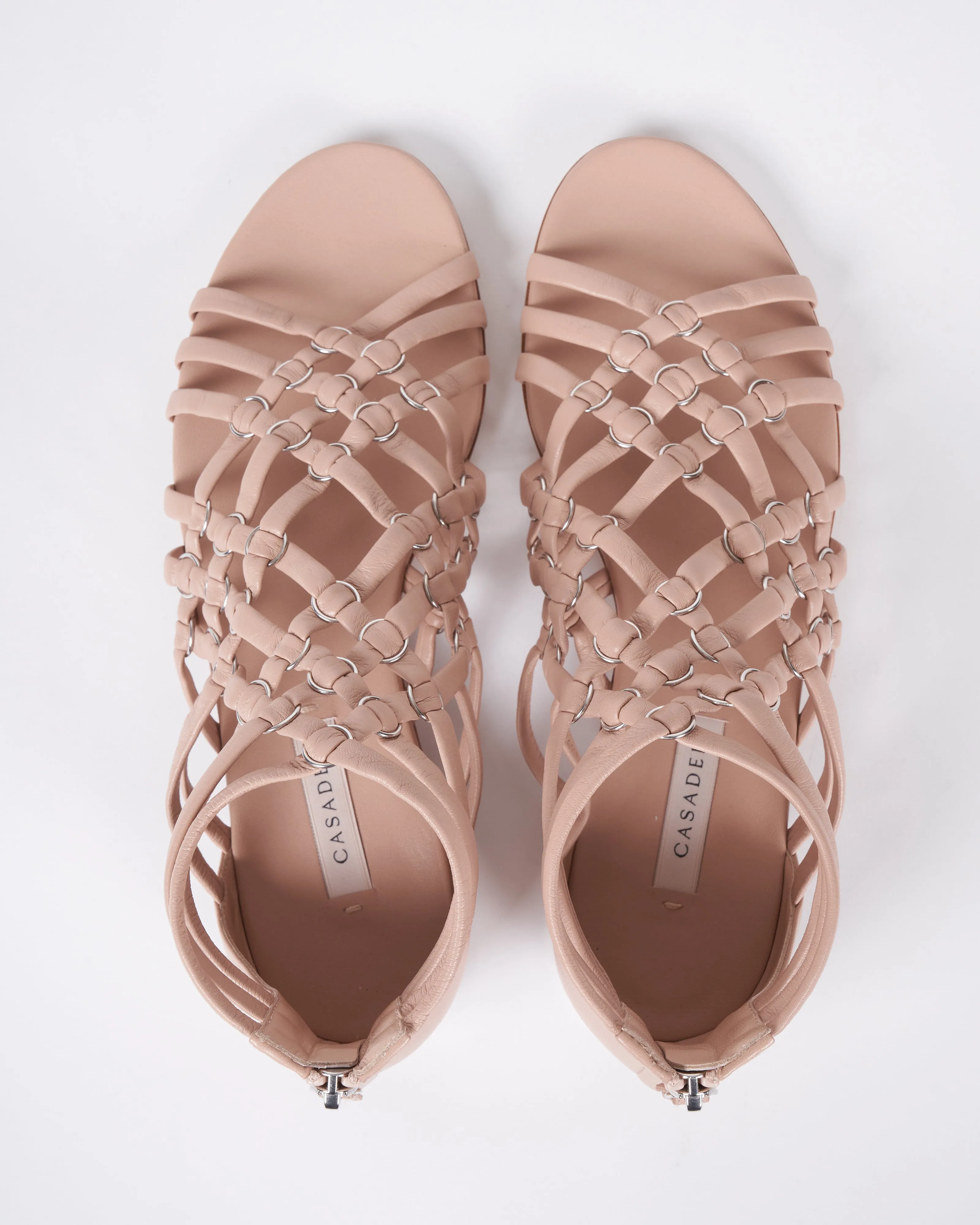 tacco - cage minorca gladiator flat sandal back zip - dafne