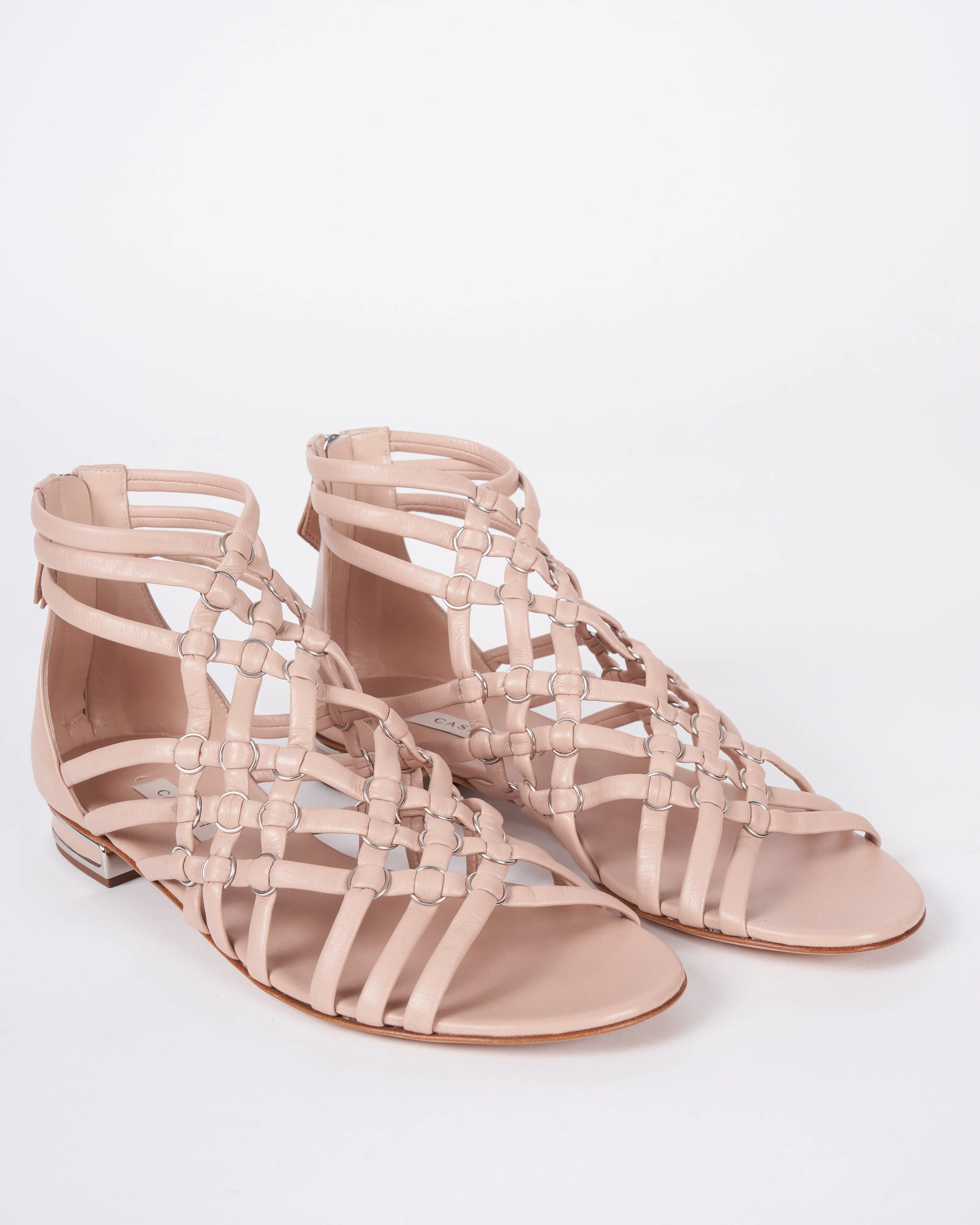 tacco - cage minorca gladiator flat sandal back zip - dafne