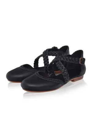 Tallulah Braided Leather Flats in Vintage Camel