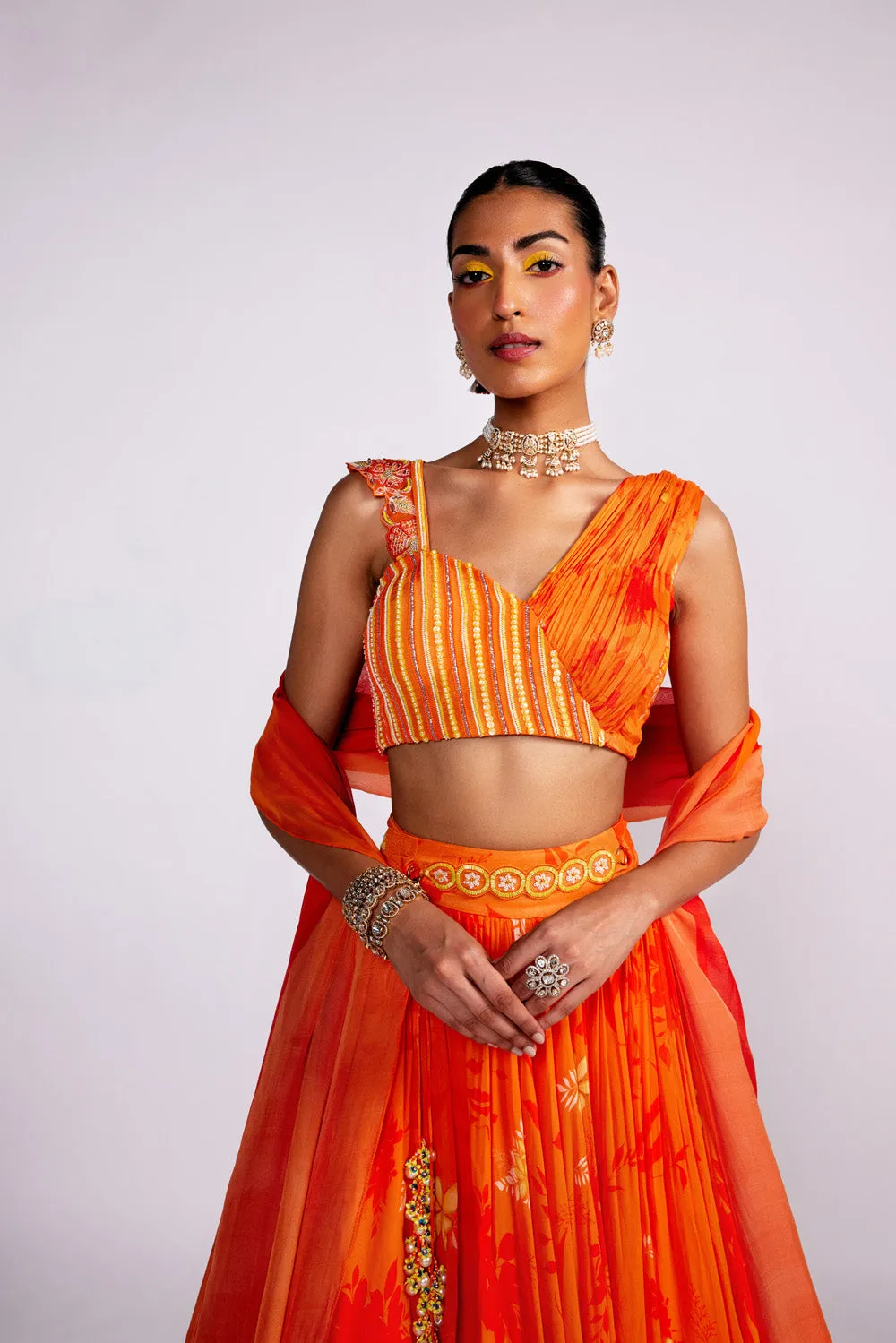 Tangerine Orange Lehenga Set