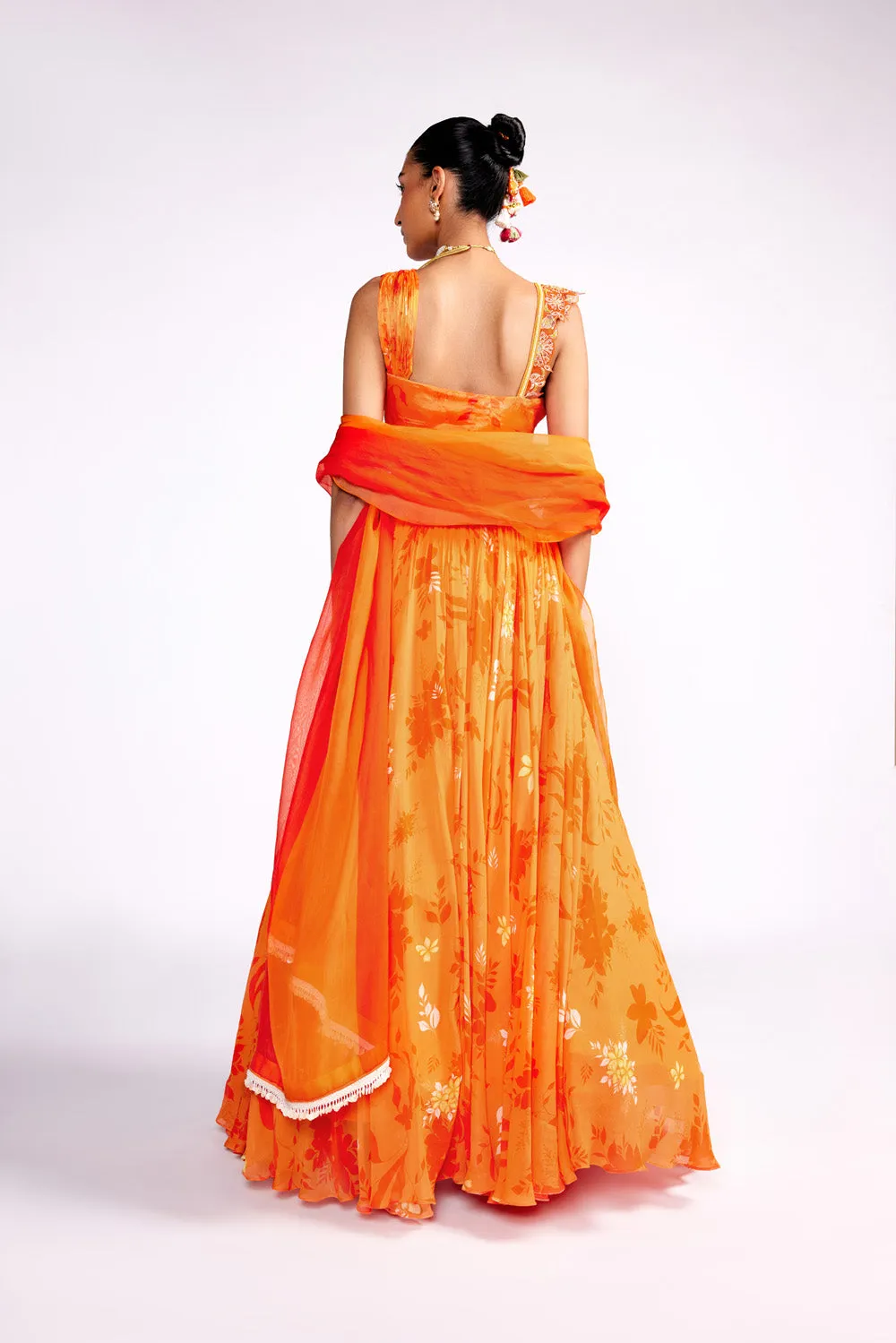 Tangerine Orange Lehenga Set