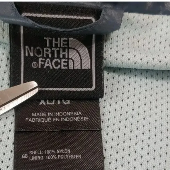The North Face Coat Jacket Full Zip Slate Blue Hidden Hood Vintage Woman Sz XL