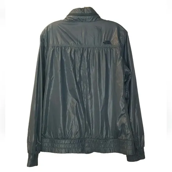 The North Face Coat Jacket Full Zip Slate Blue Hidden Hood Vintage Woman Sz XL