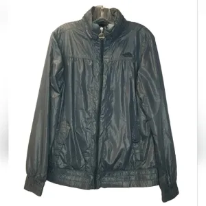 The North Face Coat Jacket Full Zip Slate Blue Hidden Hood Vintage Woman Sz XL