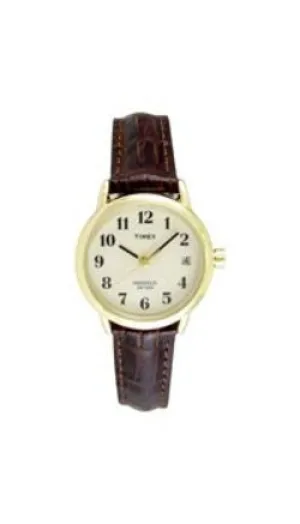Timex Womens Easy Reader Brown Leather Strap Watch