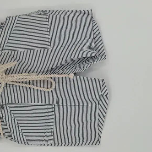 Tory Burch‎ Women's Shilo Short Size 14 White Navy Stripes Rope Belt Nautical