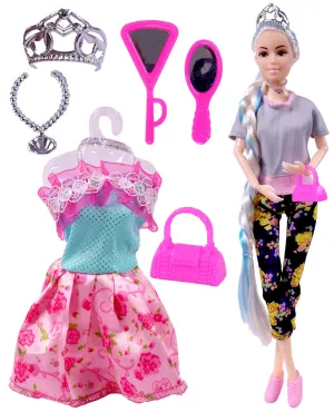 Toyshine Beauty Doll Street Vane with Fashion Accessory Pretend Play Gift for Girls Kids Role Play Toy for Age 3  Grey
