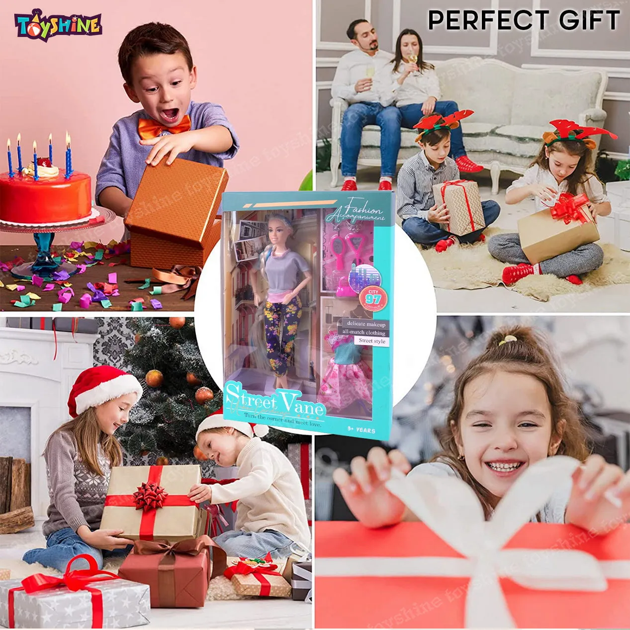 Toyshine Beauty Doll Street Vane with Fashion Accessory Pretend Play Gift for Girls Kids Role Play Toy for Age 3  Grey