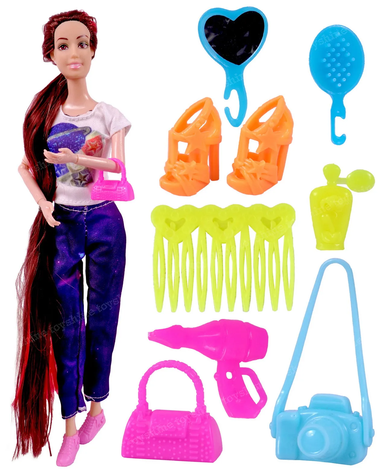 Toyshine Beauty Doll Street Vane with Fashion Accessory Pretend Play Gift for Girls Kids Role Play Toy for Age 3  Multicolor