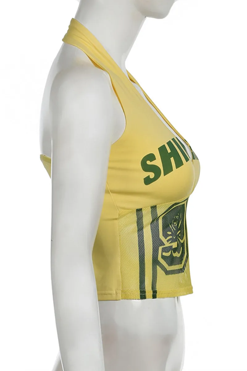 TR3049 Halter Graphic Tank Top