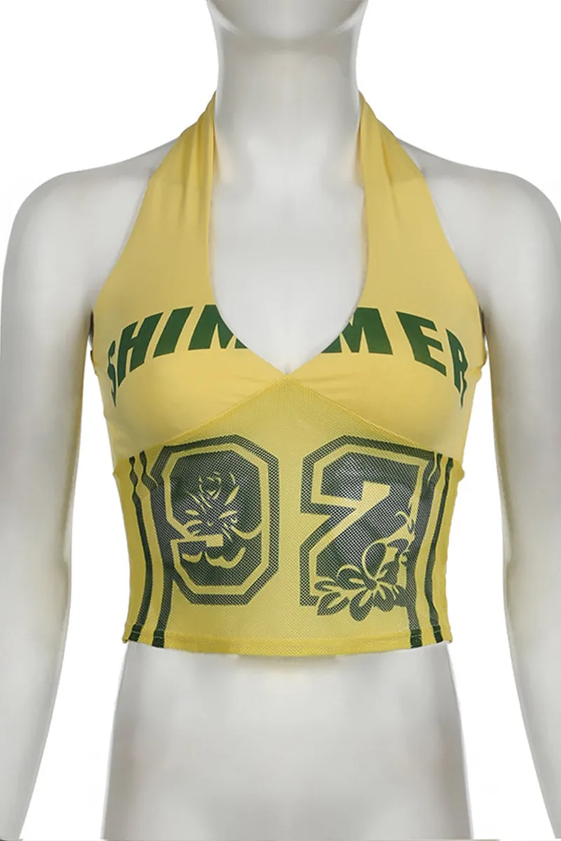 TR3049 Halter Graphic Tank Top