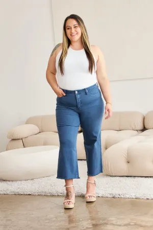 Tummy Control High Waist Raw Hem Jeans