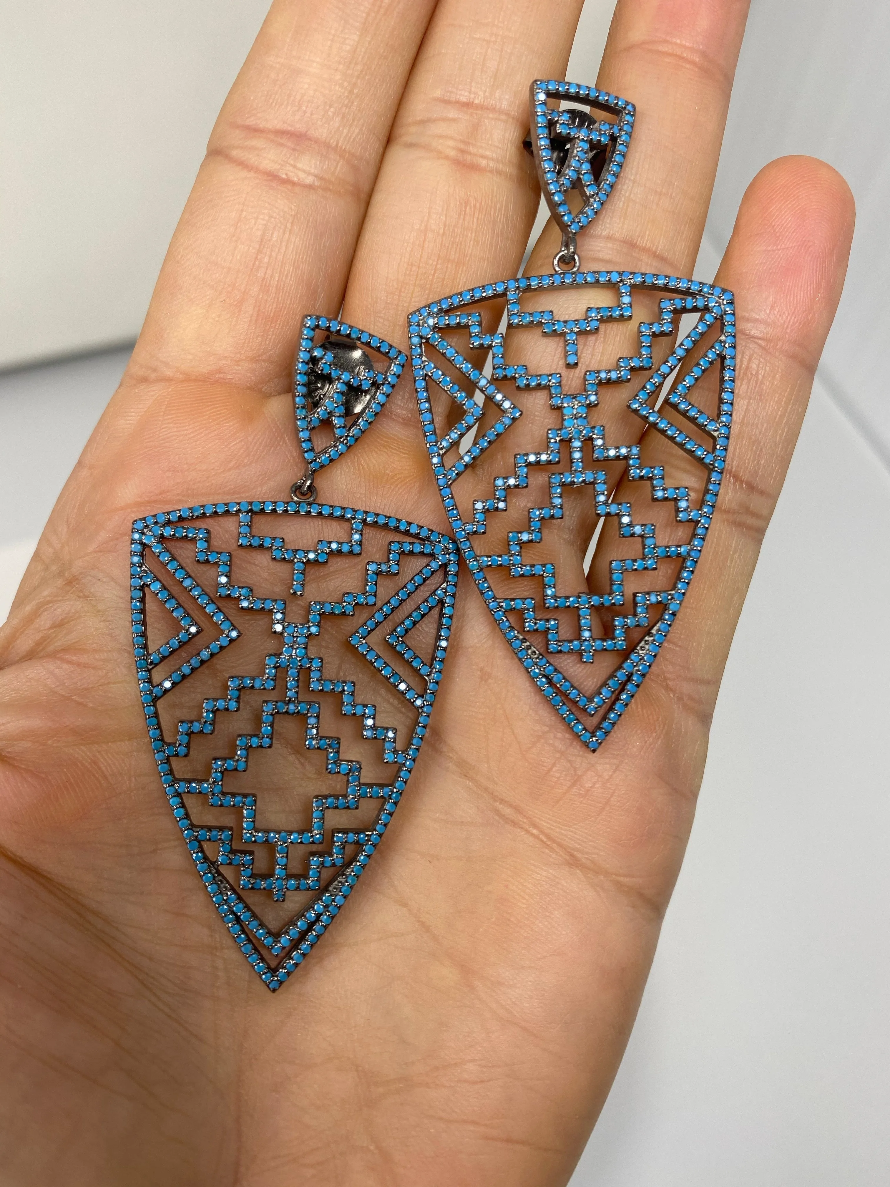Turquoise Aztec Shield Earrings