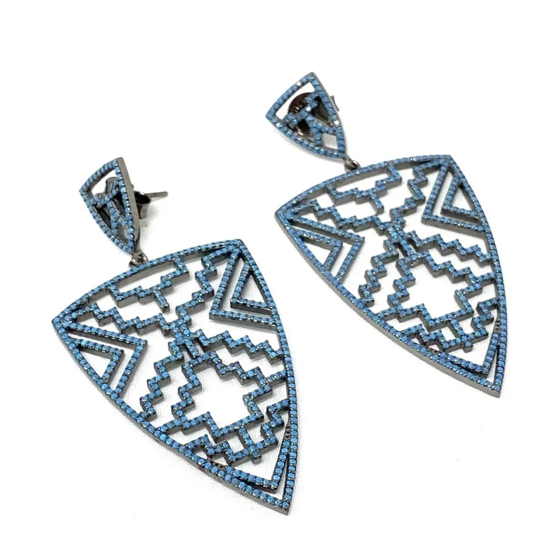 Turquoise Aztec Shield Earrings