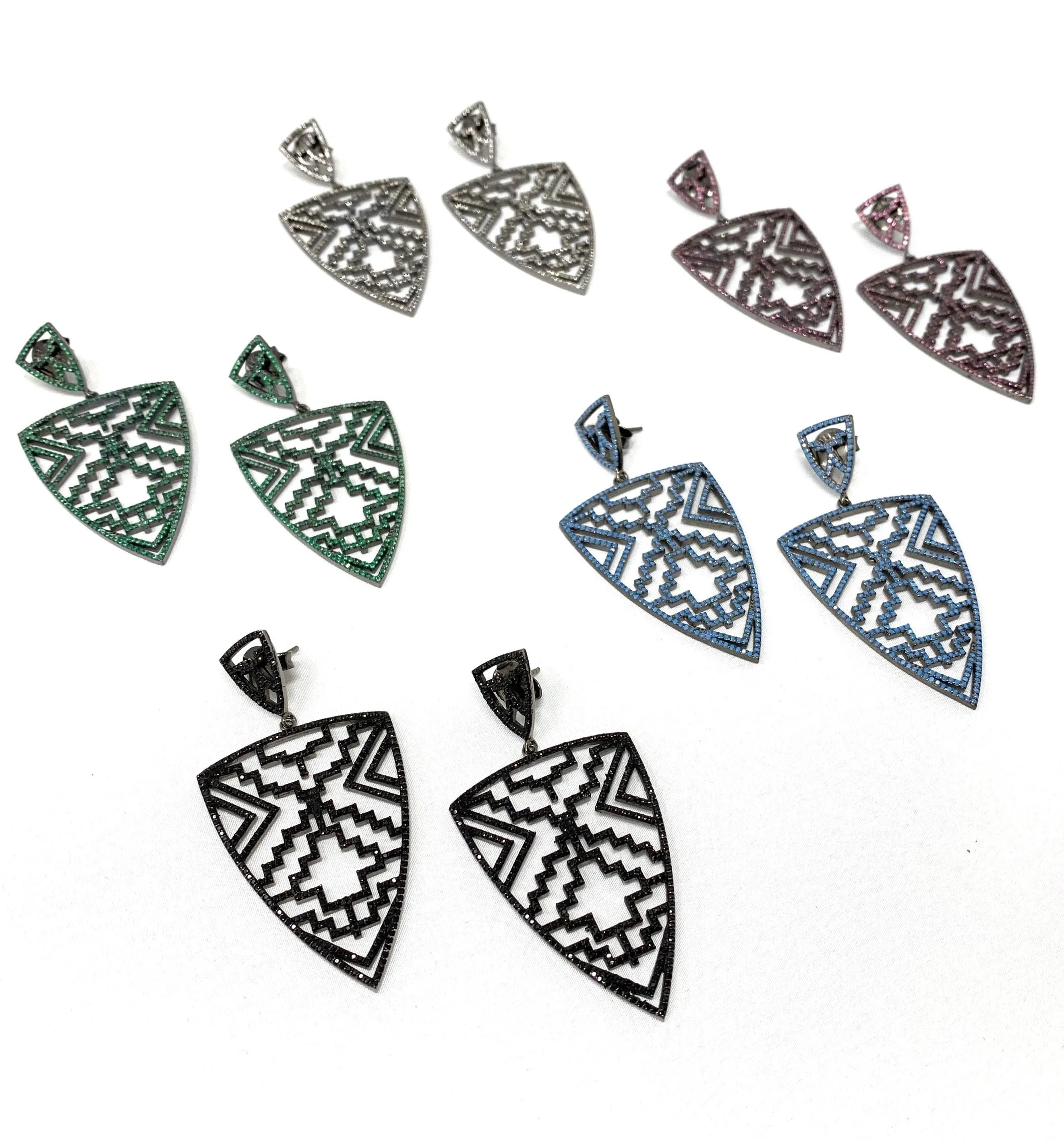 Turquoise Aztec Shield Earrings