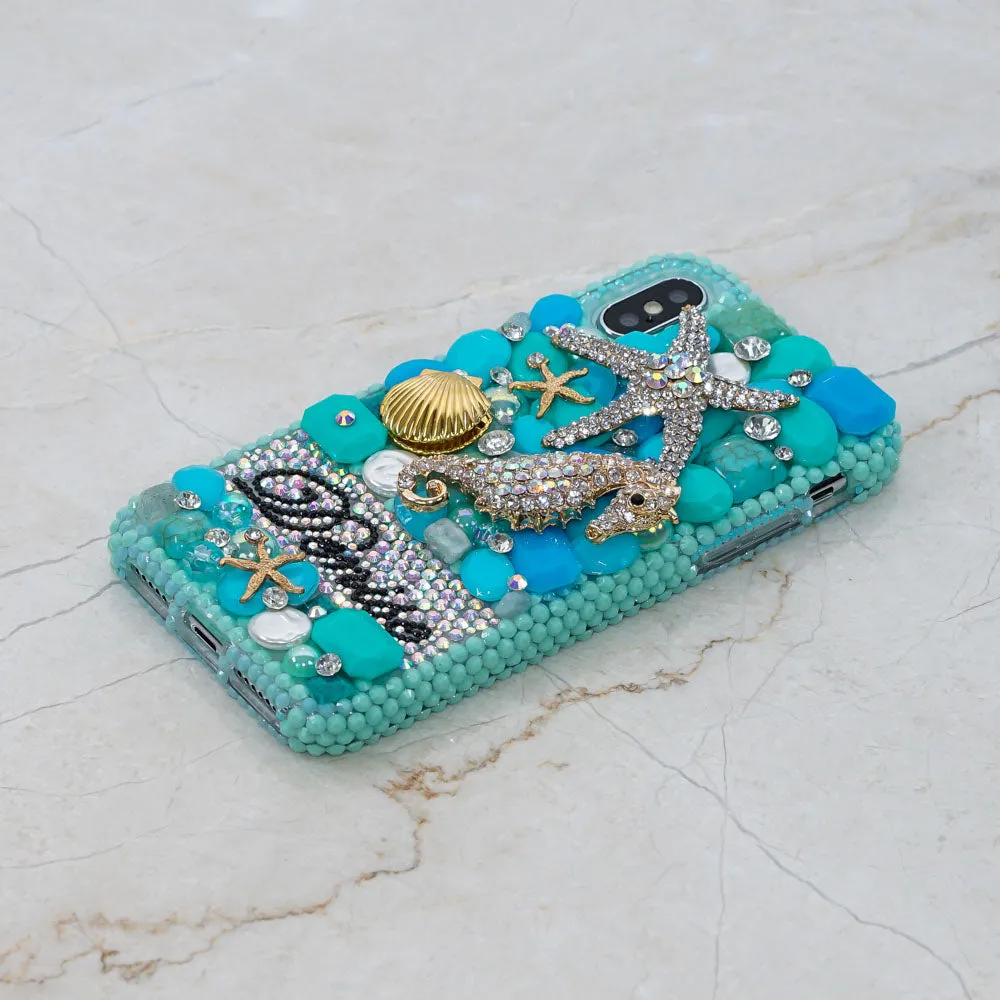 Turquoise Ocean Personalized Name & Initials Design (style PN_1092)