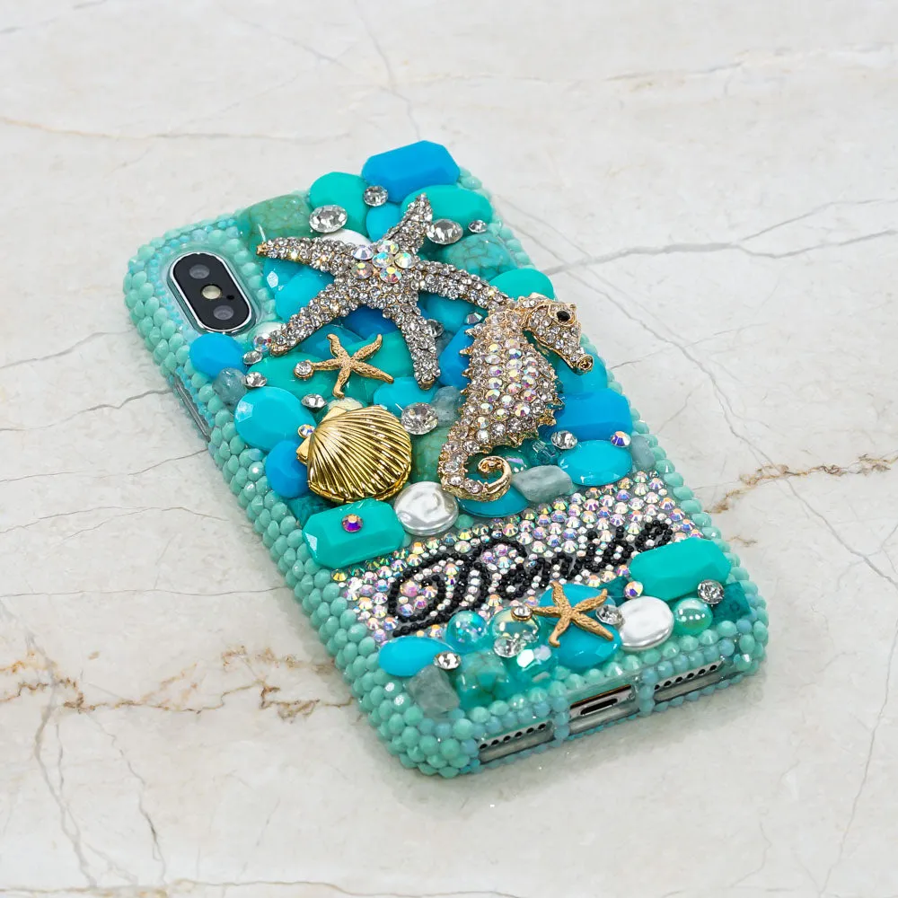Turquoise Ocean Personalized Name & Initials Design (style PN_1092)