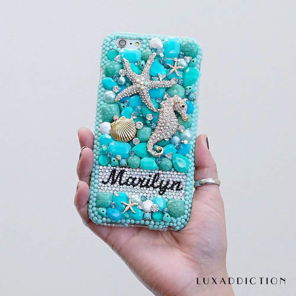 Turquoise Ocean Personalized Name & Initials Design (style PN_1092)