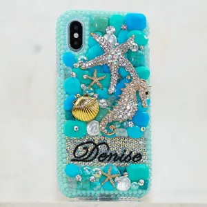 Turquoise Ocean Personalized Name & Initials Design (style PN_1092)