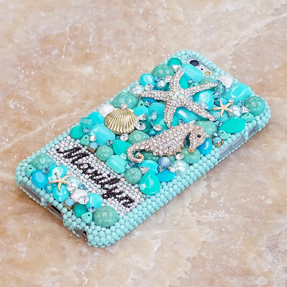 Turquoise Ocean Personalized Name & Initials Design (style PN_1092)