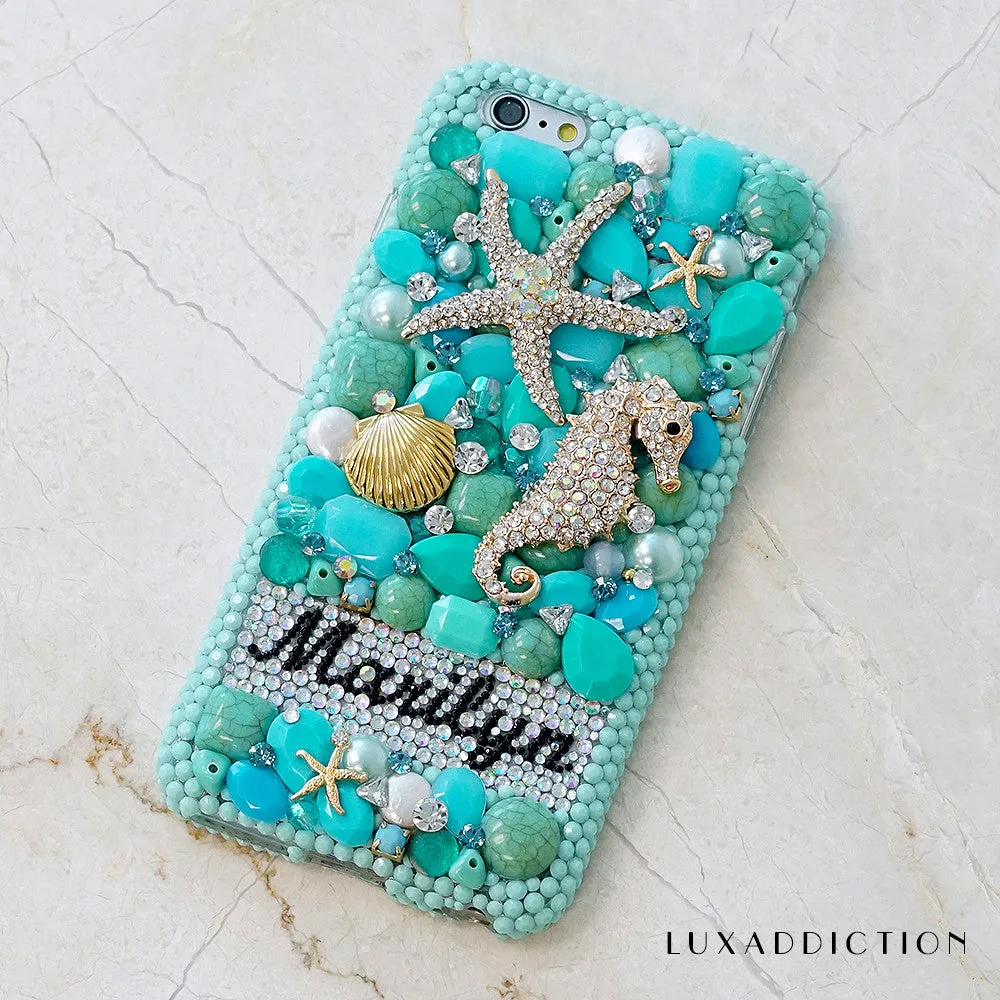Turquoise Ocean Personalized Name & Initials Design (style PN_1092)