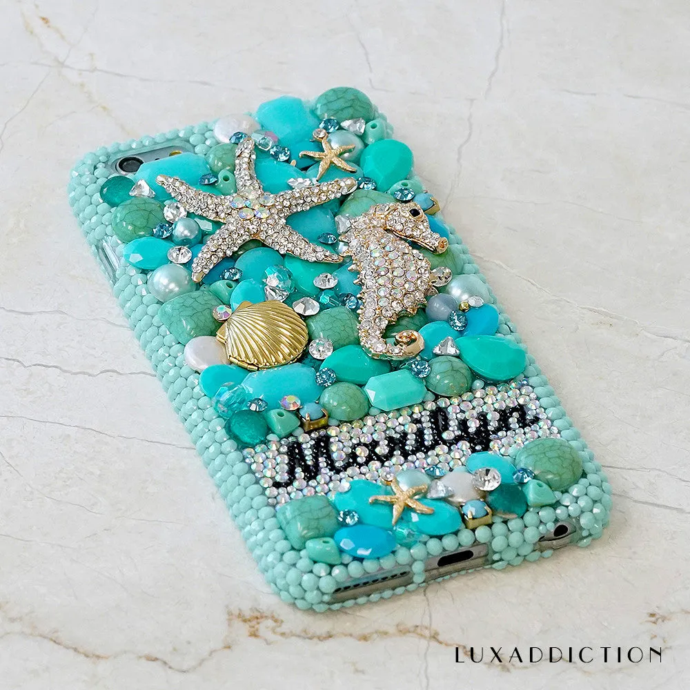 Turquoise Ocean Personalized Name & Initials Design (style PN_1092)