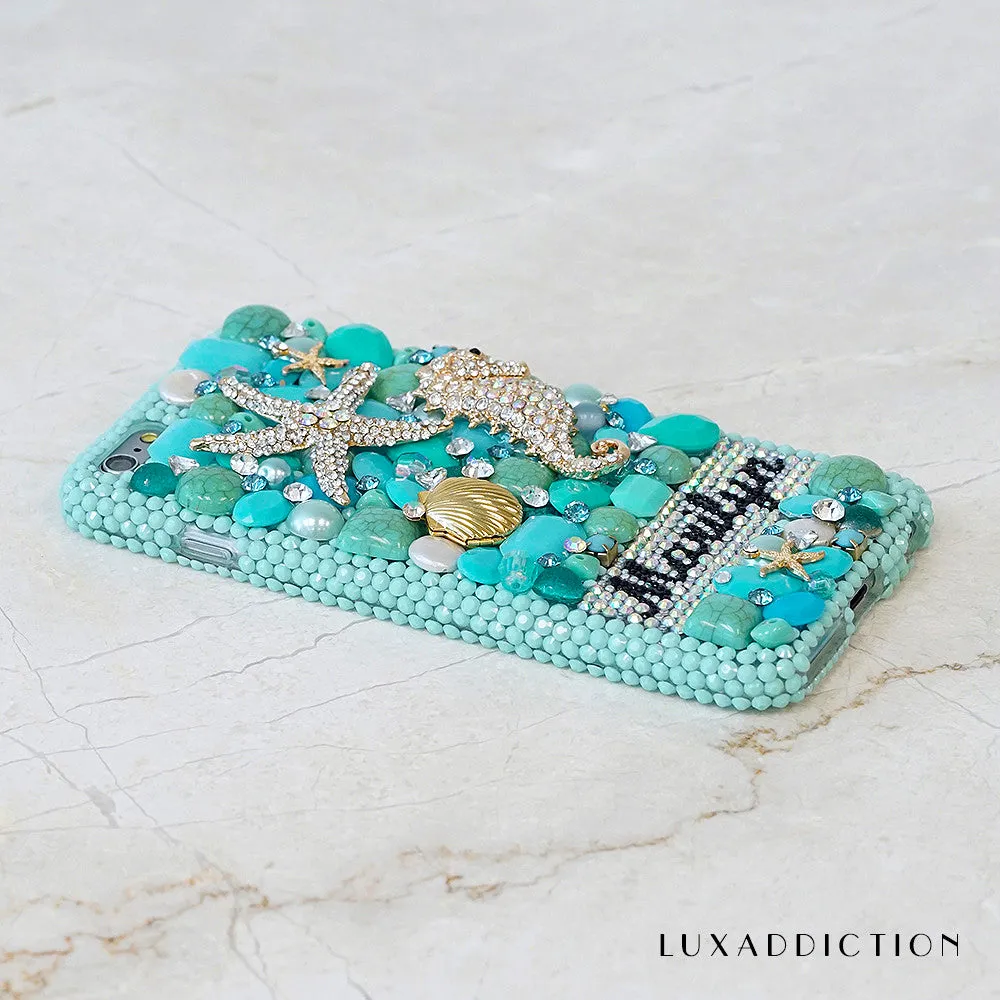 Turquoise Ocean Personalized Name & Initials Design (style PN_1092)