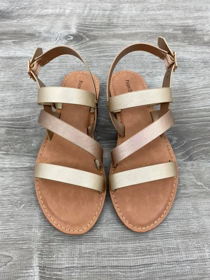 Two-Tone Metallic Gold Sandals