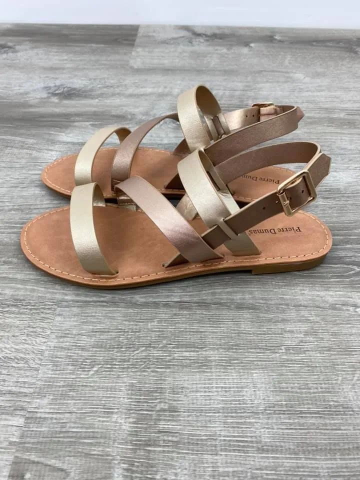 Two-Tone Metallic Gold Sandals