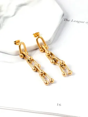 U Shape Ball Drop Earrings - FD ⚡