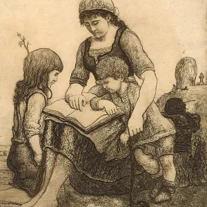 Une Mère Lisant à Ses Fils
