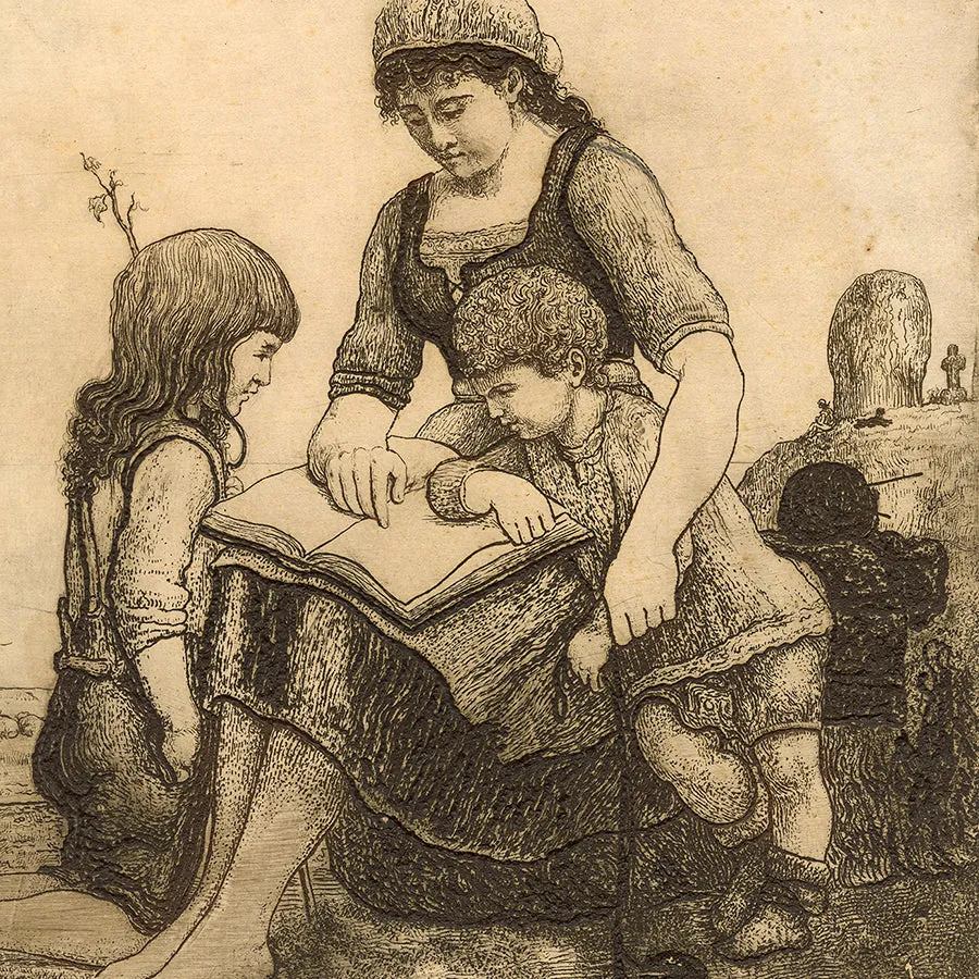 Une Mère Lisant à Ses Fils