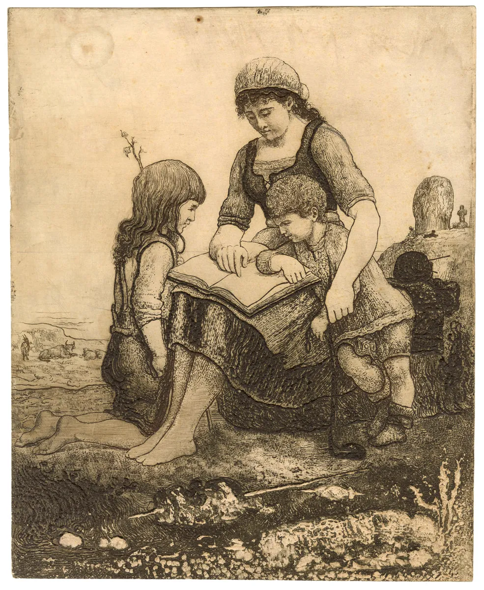 Une Mère Lisant à Ses Fils