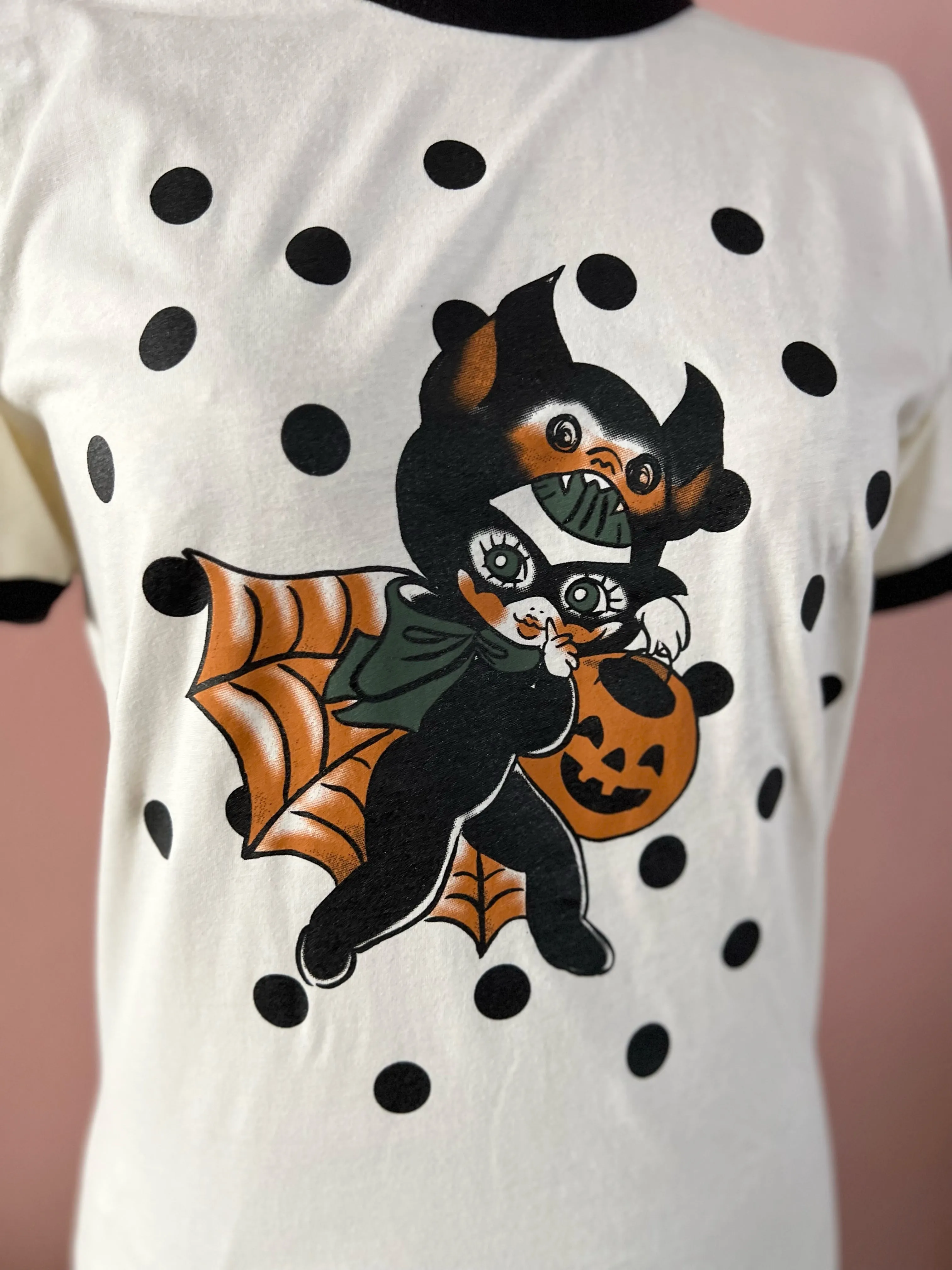 UNISEX Batty Girl Ringer Tee*White/Black