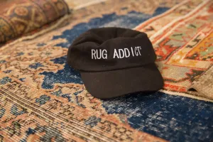 Unisex Black Block Letter Rug Addict Embroidered Hat